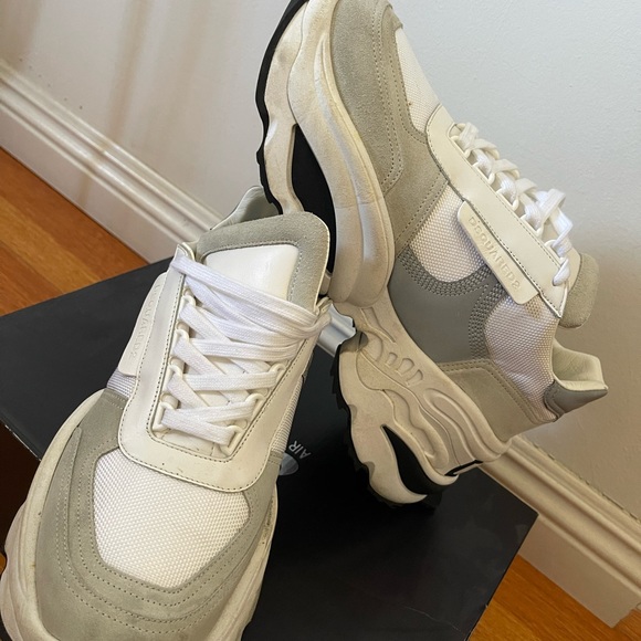 DSQUARED2 | White/Grey Fabric And Suede Lace Up Chunky Sneakers Size 42/ US 9 - Picture 7 of 8